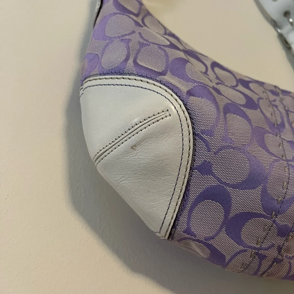 SOLD - Coach Purple Signature Print Y2K Hampton Hobo 11575 - Picture 3 of 6